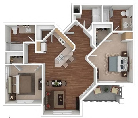 2 bed 2 bath Sun Valley 1037 sqft at Desert Sage Apartments in Goodyear Arizona